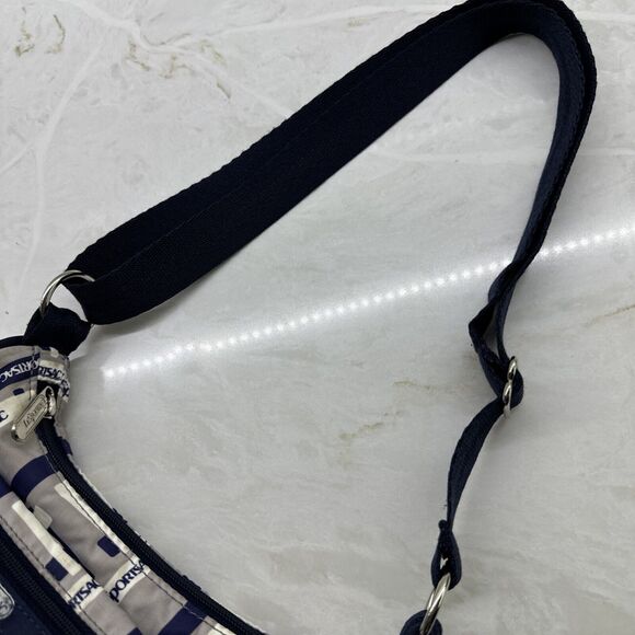 Vintage LeSportsac Blue/Gray White Crossbody Handbag Lightweight Nylon 90s - Picture 6 of 16